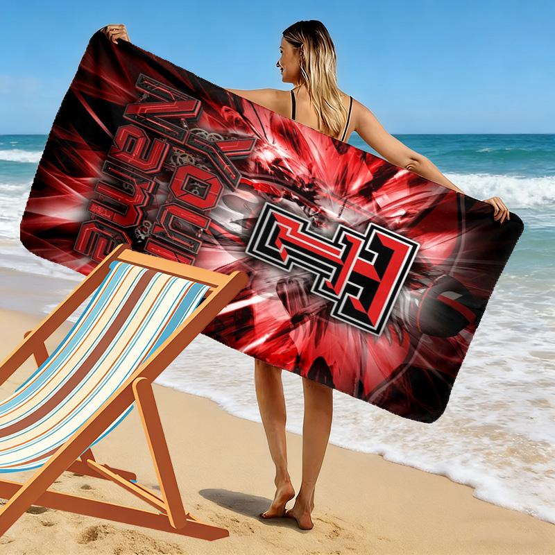 Name Custom Texas Tech Print Beach Towel, Large Soft Quick Dry Towel for Beach Camping Swimming