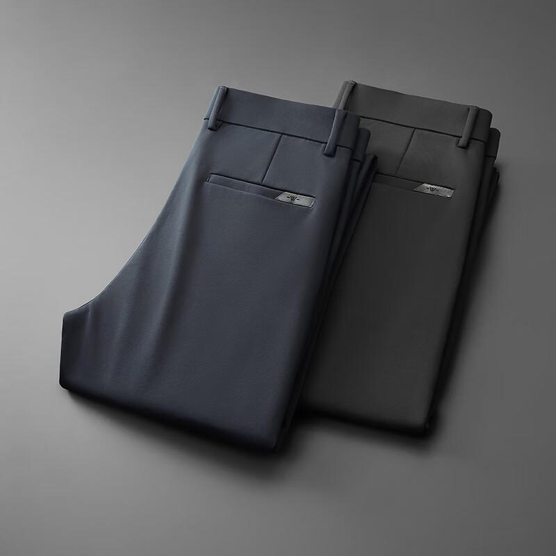 Dibenze Men's Plus Size Elastic Business Casual Straight Leg Trousers