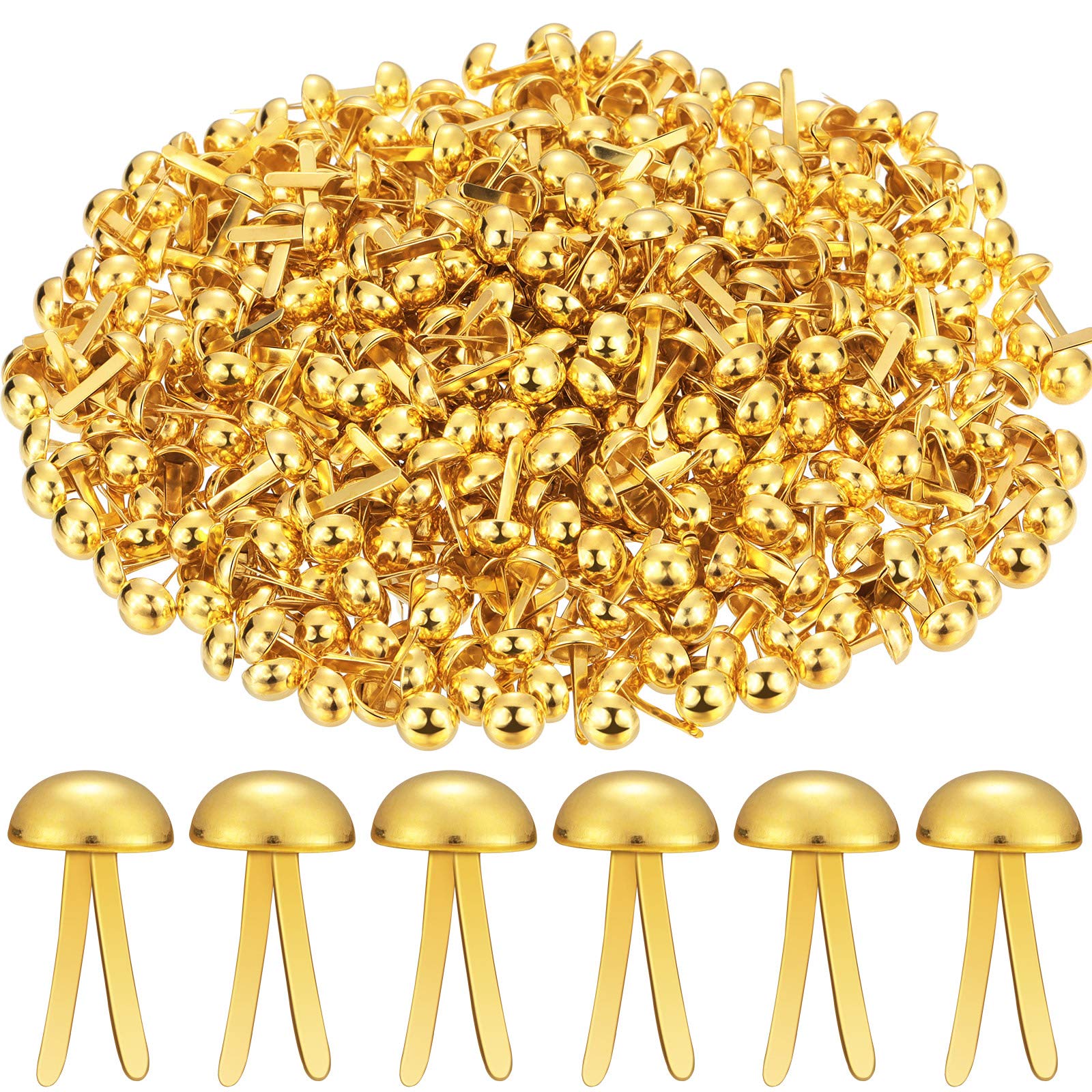

100 Pcs Brads for Paper Crafts Metal Round Brass Paper Fasteners for Craft Art Crafting School DIY Supplies,Golden. 0.3 x 0.6 Inch золотистый