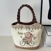 Cute Cartoon Prints Tote Bag Canvas Large Capacity Lunch Bag Colorful Storage Bag