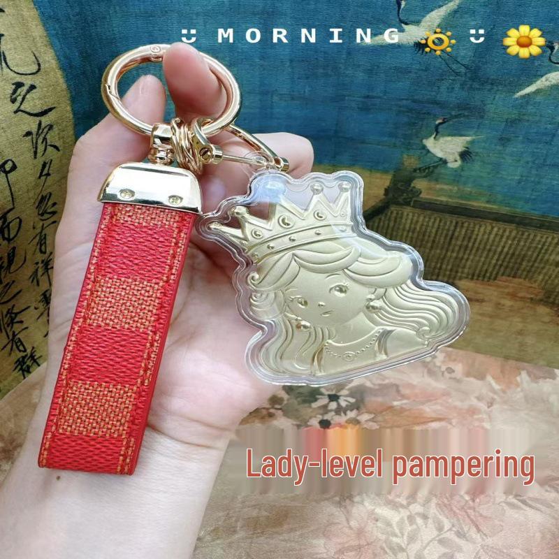 Queen's Crown 999 Pure Gold Keychain: Elegant Car, Phone, & Bag Charm Gift