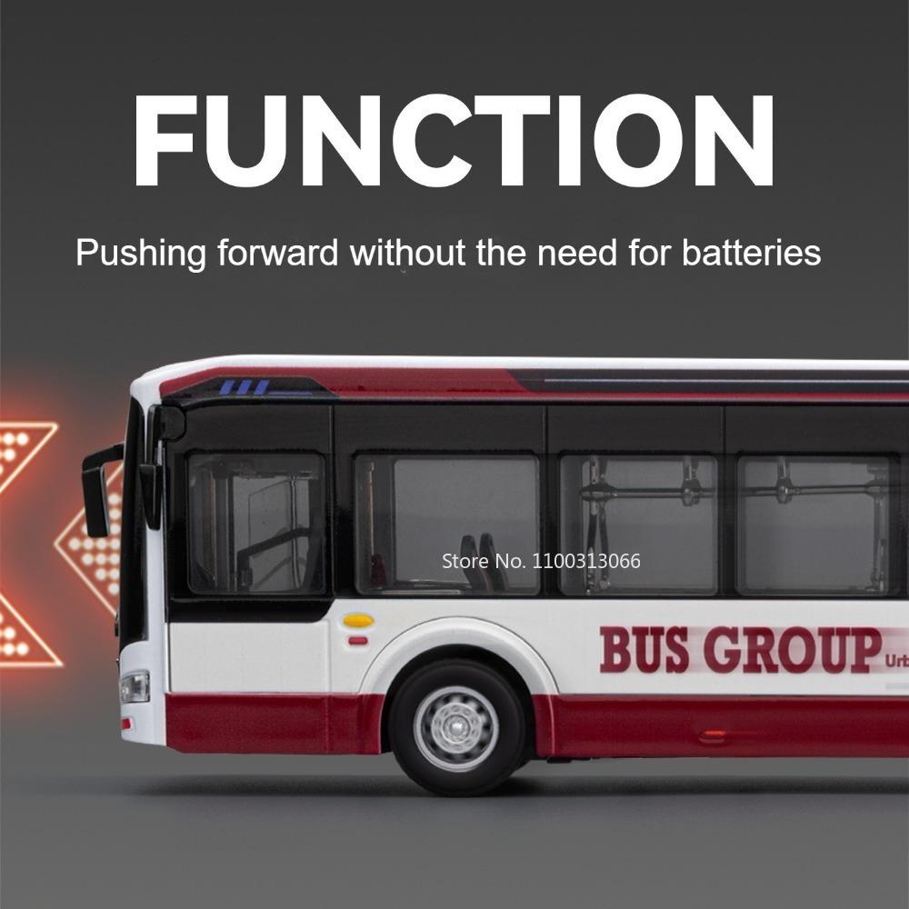 1:42 New Energy Bus Toys Cars Miniature Models Doors Can Opened Car Exquisite Interior Metal Vehicles for Toddler Kids Gifts