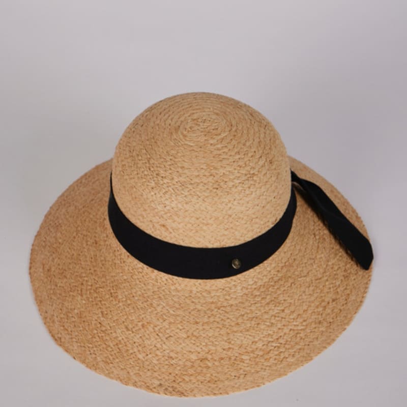 LALA Natural Raffia Ribbon Hat - Black