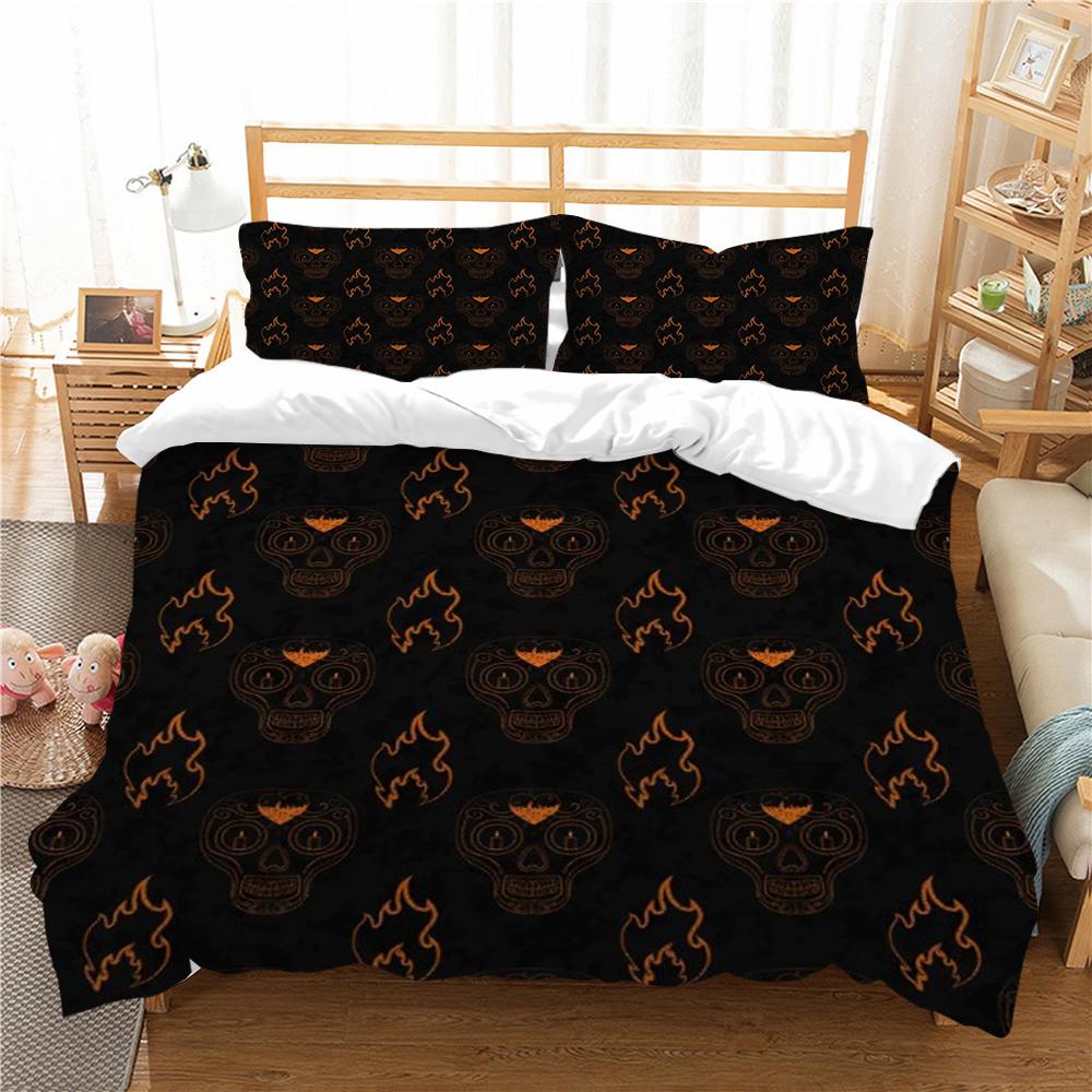 Duvet Cover Skull Print Bedding Set Cover Aesthetic Bedding Suit Children Home Bed Clothes Single Double Size Bed Set
