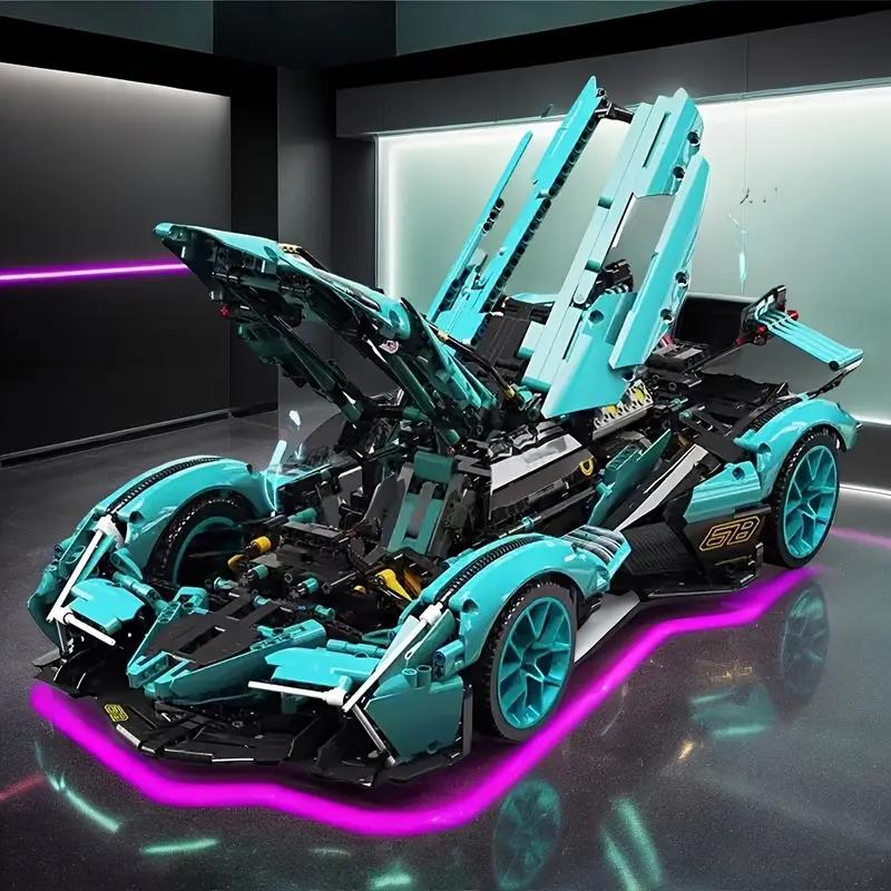 Non-Toxic 1269-Piece Blue Car Assembly Set Stylish Sports Car Model Suitable For Various Scenes Valentine'S Day/Birthday Gift