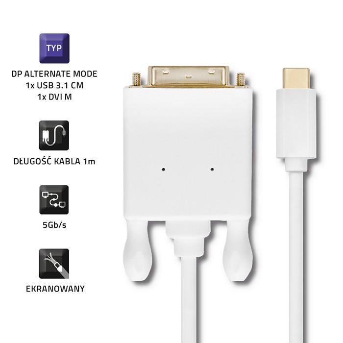 Qoltec USB 3.1 Type C Male / HDMI A Male Cable | 4K | Alternate Mode | 1m