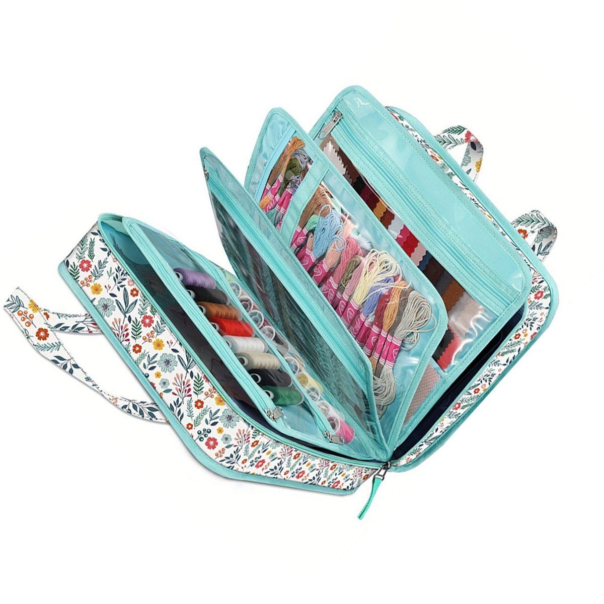 

Large Craft Storage Tote with Clear Pockets.Perfect for Sewing,Knitting & Travel Organizer. Big Capacity,Handy Handle China Mainland