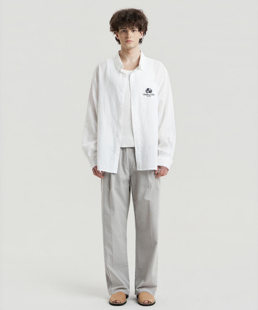 Delma Linen-Touch Semi-Wide Elastic Waist Pants - Sand