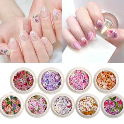 50 Pcs/Box Exquisite Nail Accessories Waterproof Wood Pulp Dried Flowers Sticker Patch