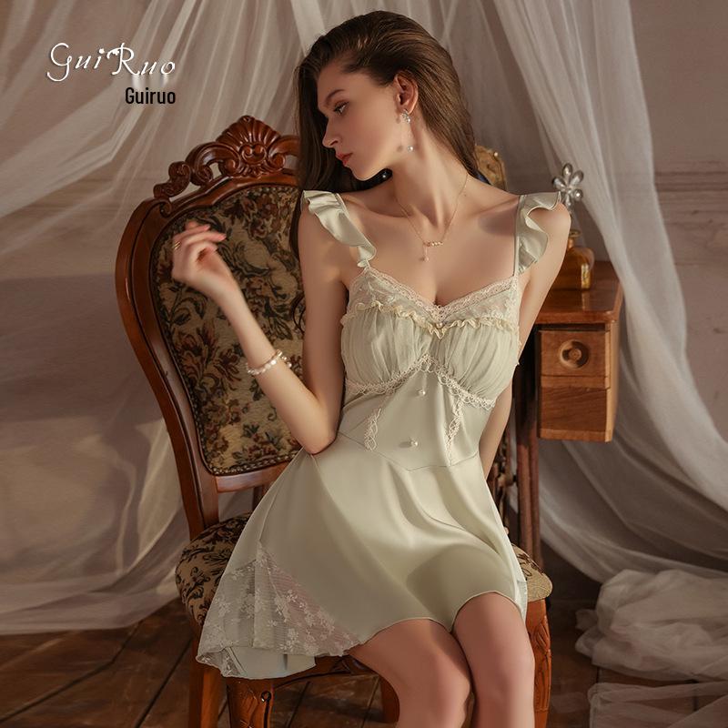 Plus Size Backless Ice Silk Push-Up Camisole Nightgown Robe Set