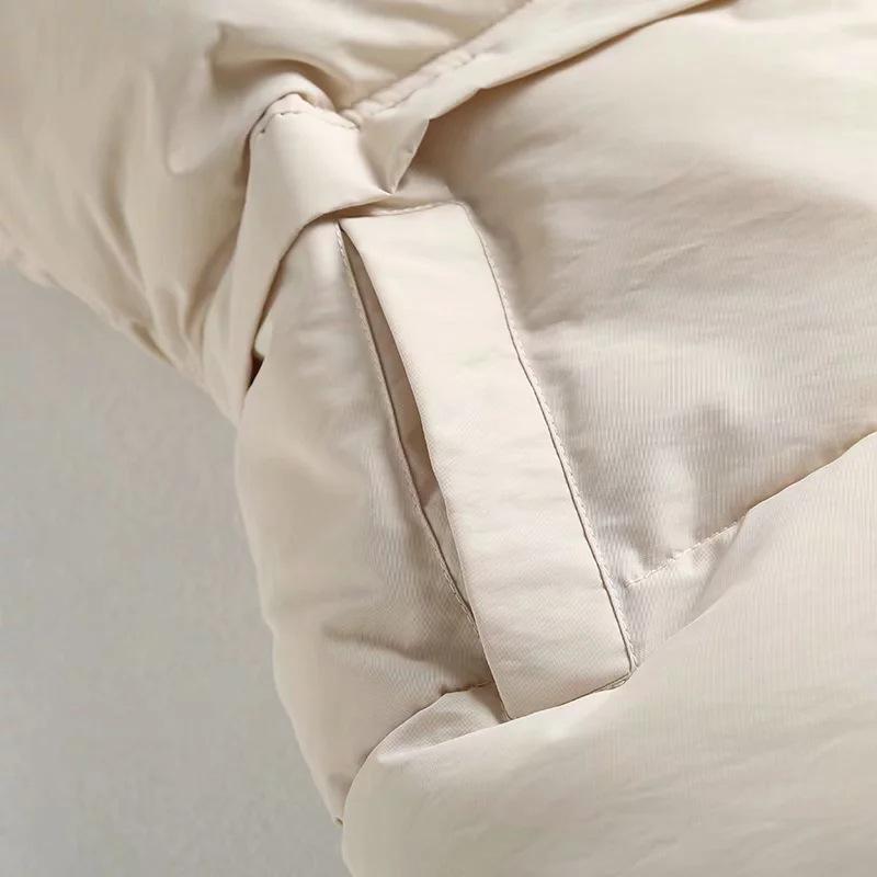 Herbst Winter Frauen Feste Lose Weste Kordelzug Stehkragen Lange Weste Jacke Baumwolle Gepolsterte Frauen Winddicht Warme Weste