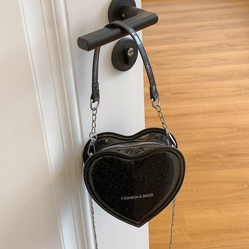 Charming Heart Shaped Childrens Handbag Cute Sequined Crossbody Bag For Kids