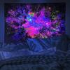 2D Blacklight Trippy Forest Tapestry Colorful Nebula Starry Sky Wall Hanging