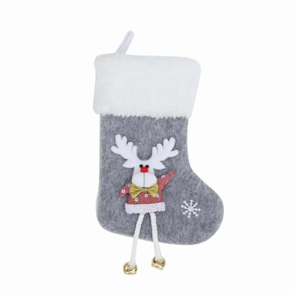 Vintage Christmas Stocking Plush Cuff Hanging Ornament Fashion Santa Gift Bags  Holiday Decorations