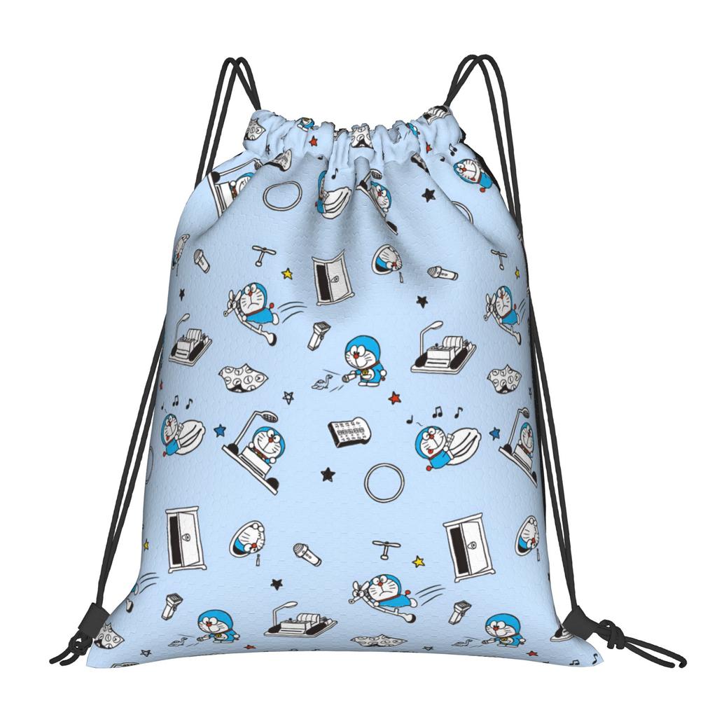 Custom D-Doraemones Drawstring Backpack Women Men Gym Sport Sackpack Foldable Cartoon Training Bag Sack