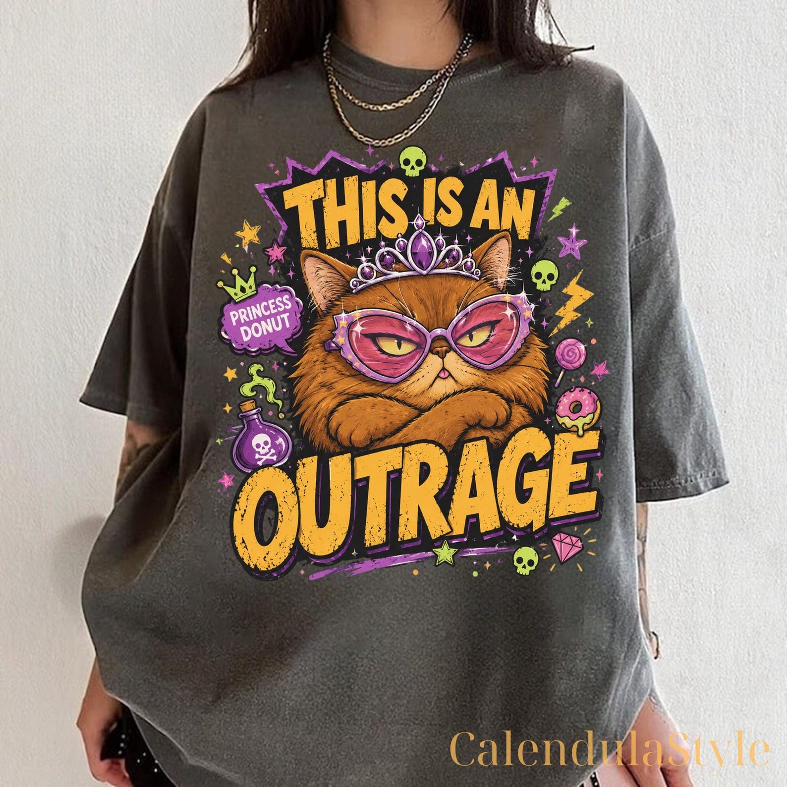 This Is An Outrage Shirt, Dungeon Crawler Carl Fan Tee, Goddamnit Donut Shirt, New Achievement Tee, Ride or Roar, Princess Donut And Mongo 2XL