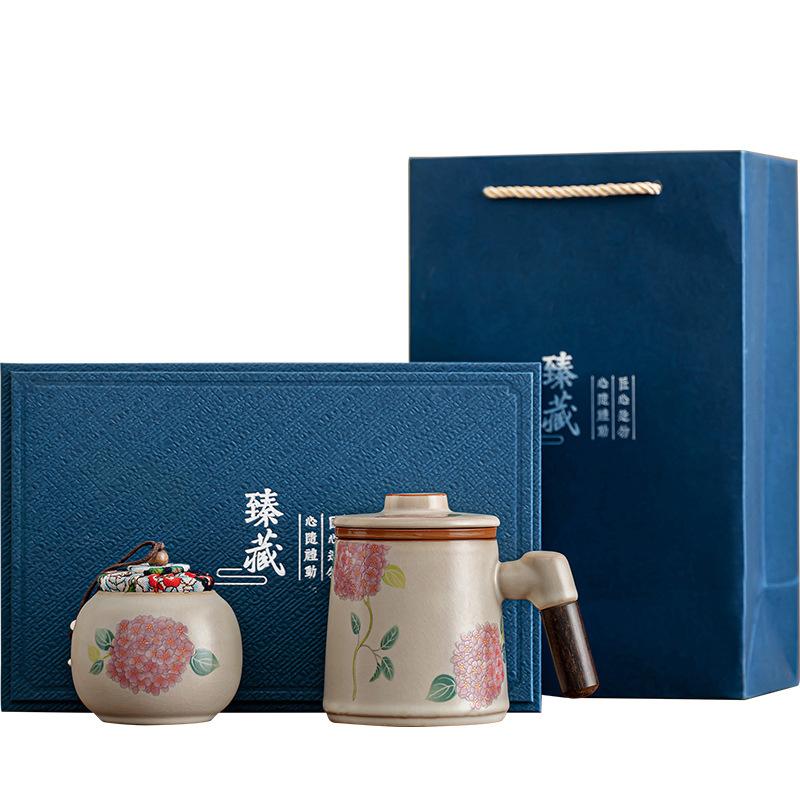 Ru Kiln Teacup Tea Separation Office Water Cup Women's Personal Special Ceramic Filter Mug with Lid Household