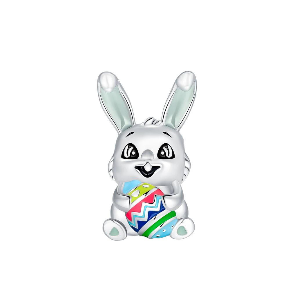 Copper Pink Easter Rabbit Egg Series Pendant Charms Fit Original Bracelet Charm Bead Necklace Diy Female Jewelry