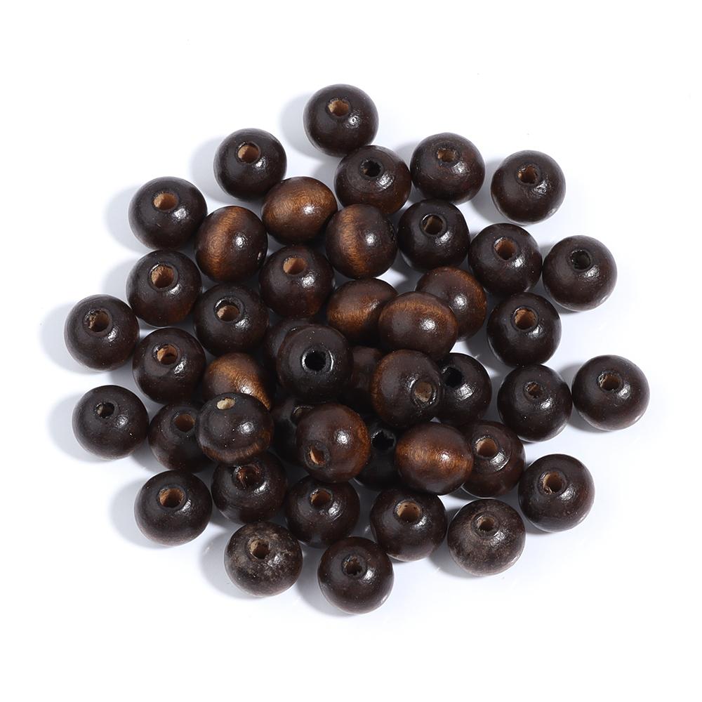 40-500pcs/lot Natural Wooden Beads Multisize Dark Brown Large Hole Loose Wood Bead for Jewelry Making DIY Bracelets Accessories