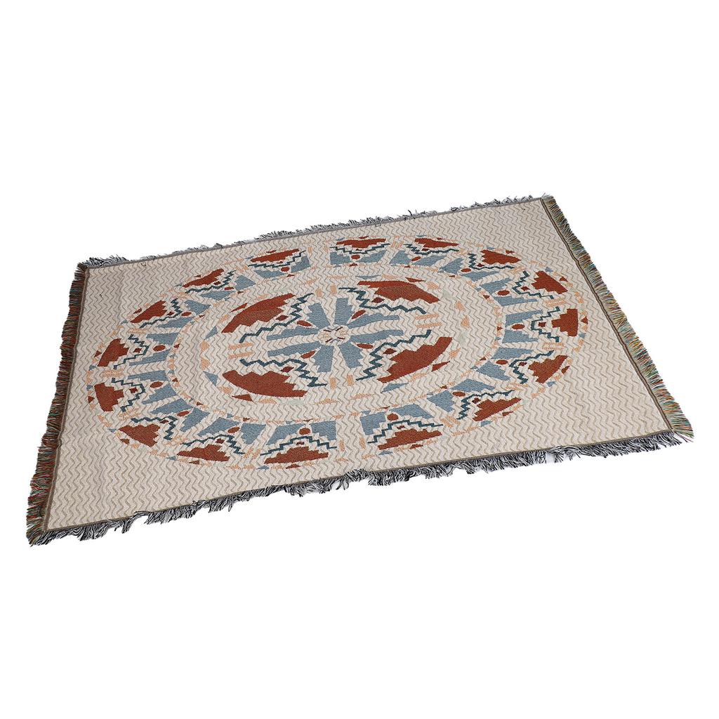 Vintage Sofa Towel Tablecloth Double Layer 2 Colors 4 Sided Tassels Rectangle Tassel Tablecloth for