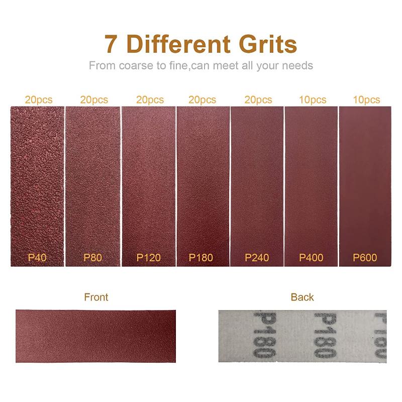 121pcs 40 to 600 Grit Micro Sander Kit Mini Detail Hand Sanding Tool Wet Dry Sandpaper Sandpaper for Small Projects