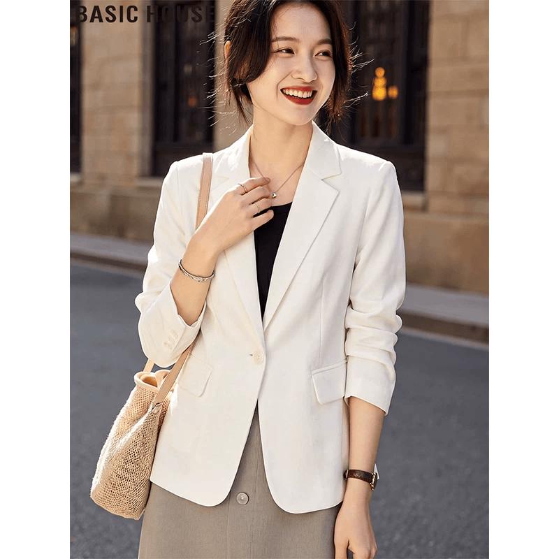 Basic House Women s Linen Blend Blazer L