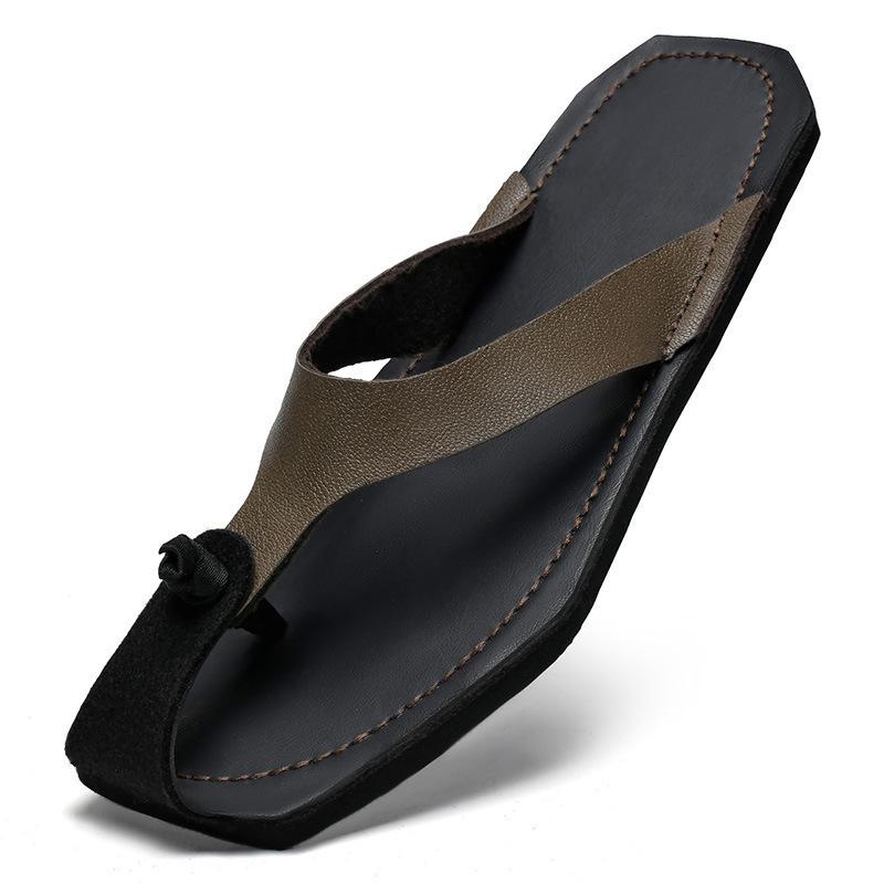 Slippers Men's Summer New Large Size Cowhide Flip-flops Foreign Trade Outdoor Beach Shoes Fashion Sandals Men
