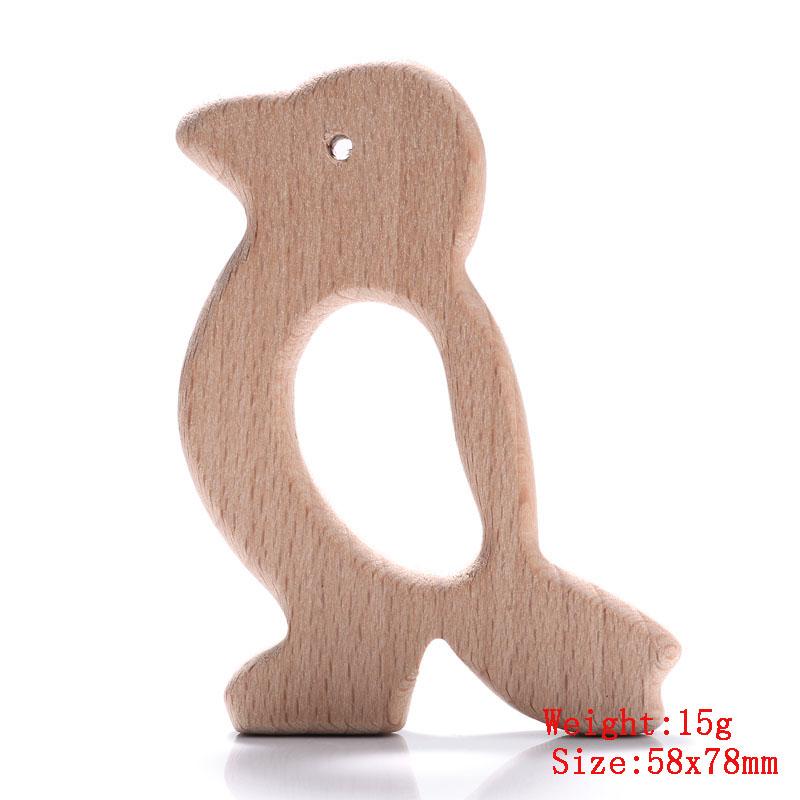5Pcs/Lot Baby Pacifier Chain Chew Accessories Animal Shape Natural Beech Teething Wooden Teether Pendant Accessories