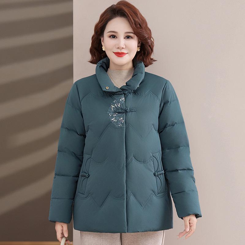 Brand Mom 2025 Women's Short Winter Coat: Thick Warm Duck Down, Loose Fit, Chinese Style