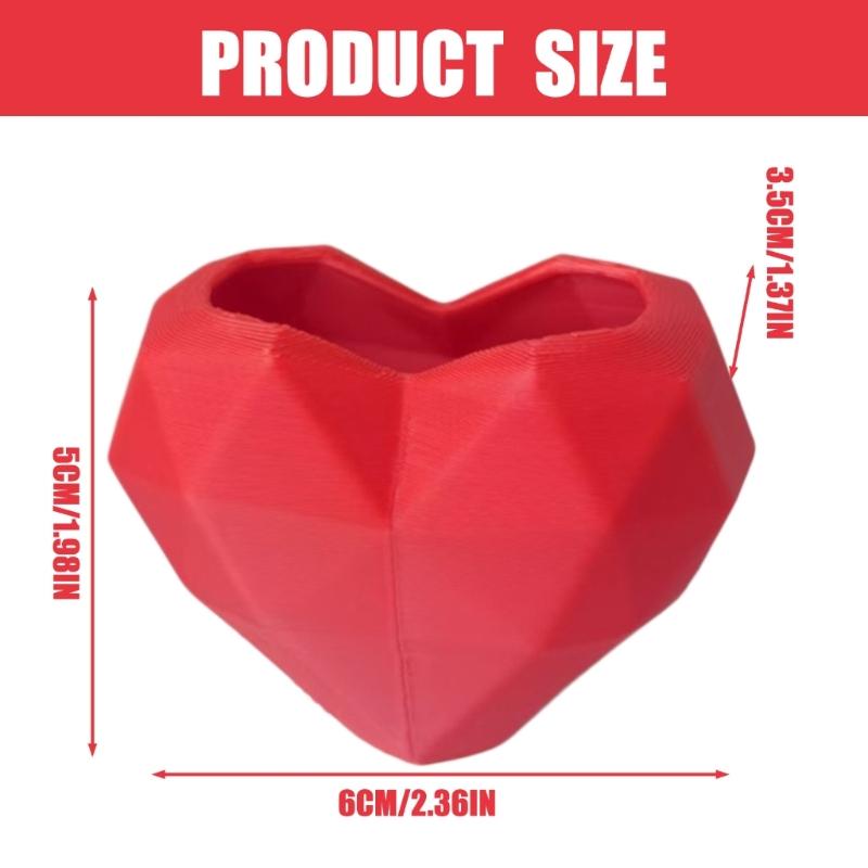Unique 3D Printed Heart Shape Vases With Geometric Design Perfect For Valentines Day Gift And Home Decors