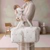 Multi-pocket Diaper Organizer Quilted Cotton Travel Handbag Embroidered Tote Mommy Bag  Mom