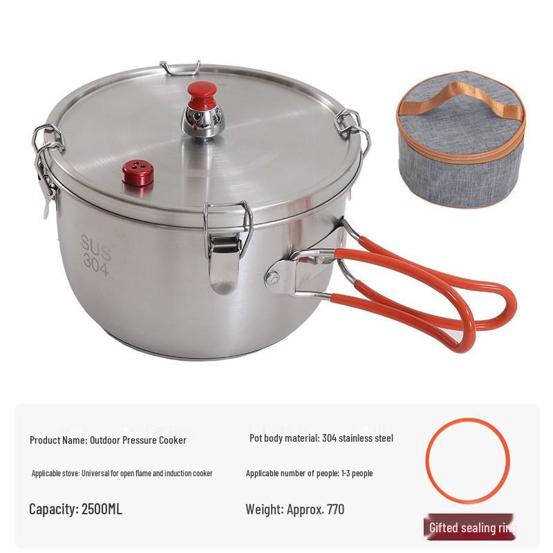 Stainless Steel Portable Outdoor Pressure Cooker - Multi-functional and Explosion-Proof for Camping