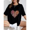 Oversized T-Shirt with Colorful Confetti Collage Heart Print – Vibrant Colorful Edgy-Sweet Top