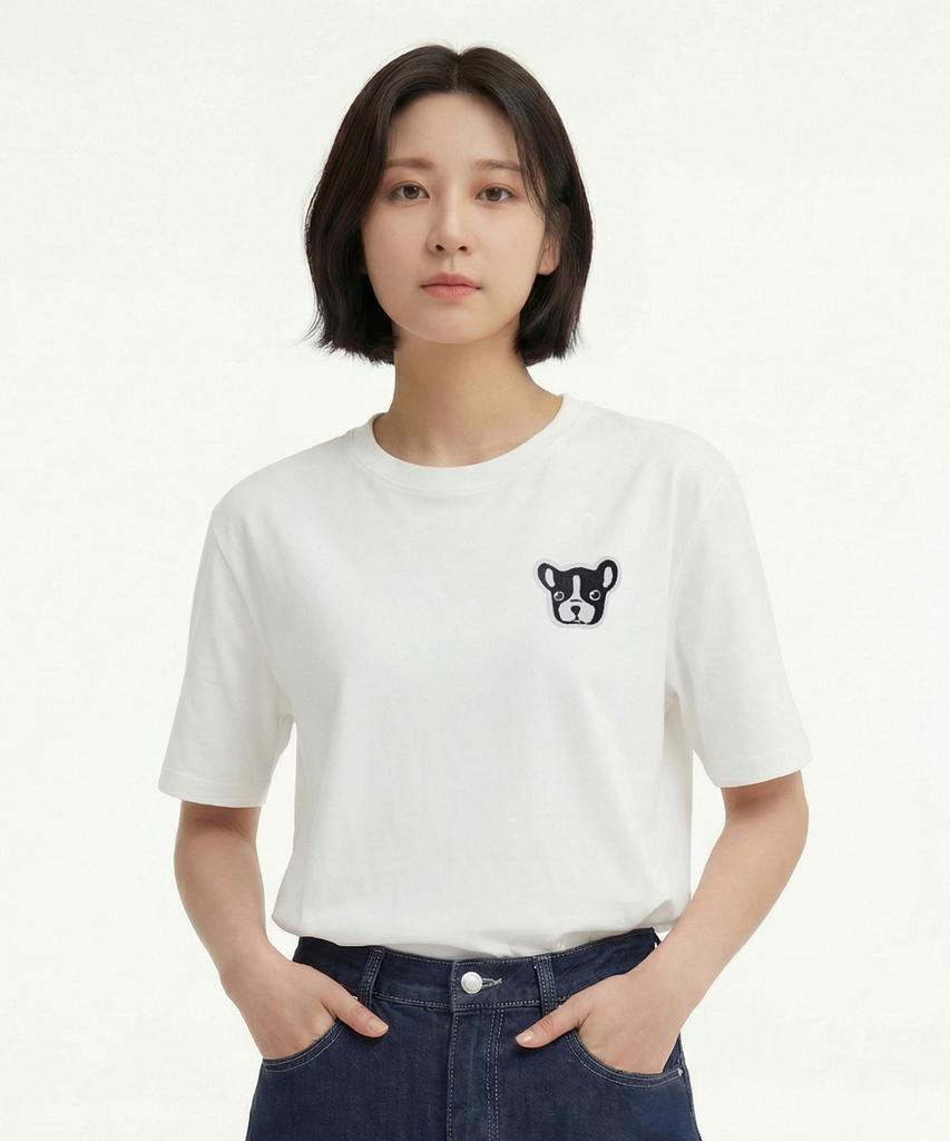 OKSTAR Bulldog Embroidered Patch Short Sleeve T-Shirt (Type A)