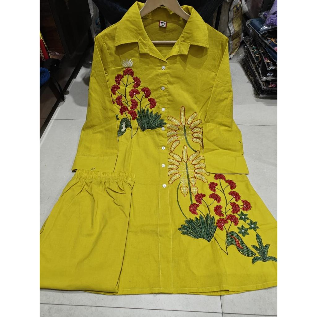 Indian Designer Party Wear Kurta Pant Cord Set Bollywood Cotton Top Tunic Kurti VFP-1871a