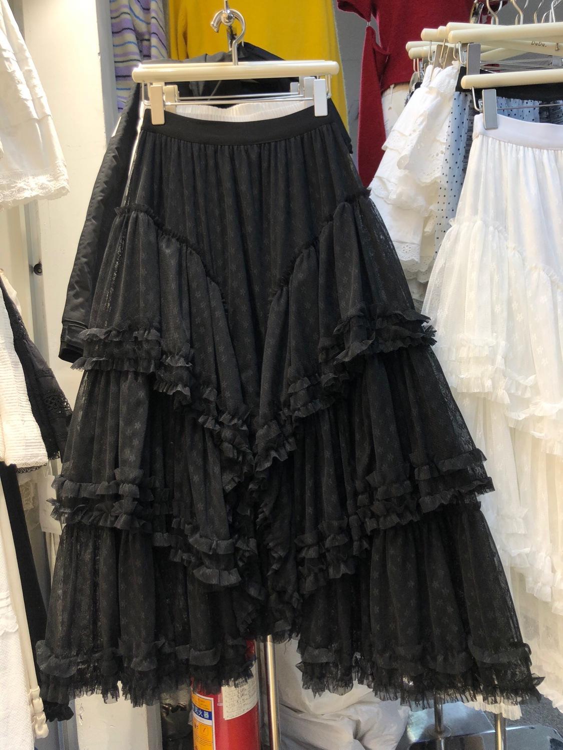 

2025 ранняя весна новая женская одежда мода эластичная высокая талия многослойная кружевная юбка сращивания one size fits all