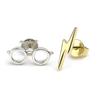 Harry Potter Sterling Silver Lightning Bolt & Glasses Stud Earrings
