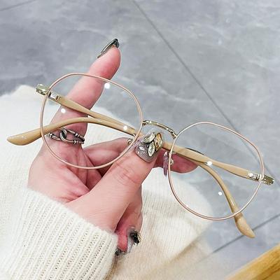 Female Korean Style Plain-faced Internet Celebrity Polygonal Anti-blue Light Myopia Finished Glasses