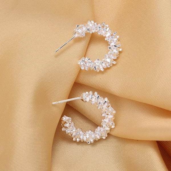 New Fashion Trend Unique Design Elegant Exquisite Irregular C Shape Earrings Female Jewelry Party Gift