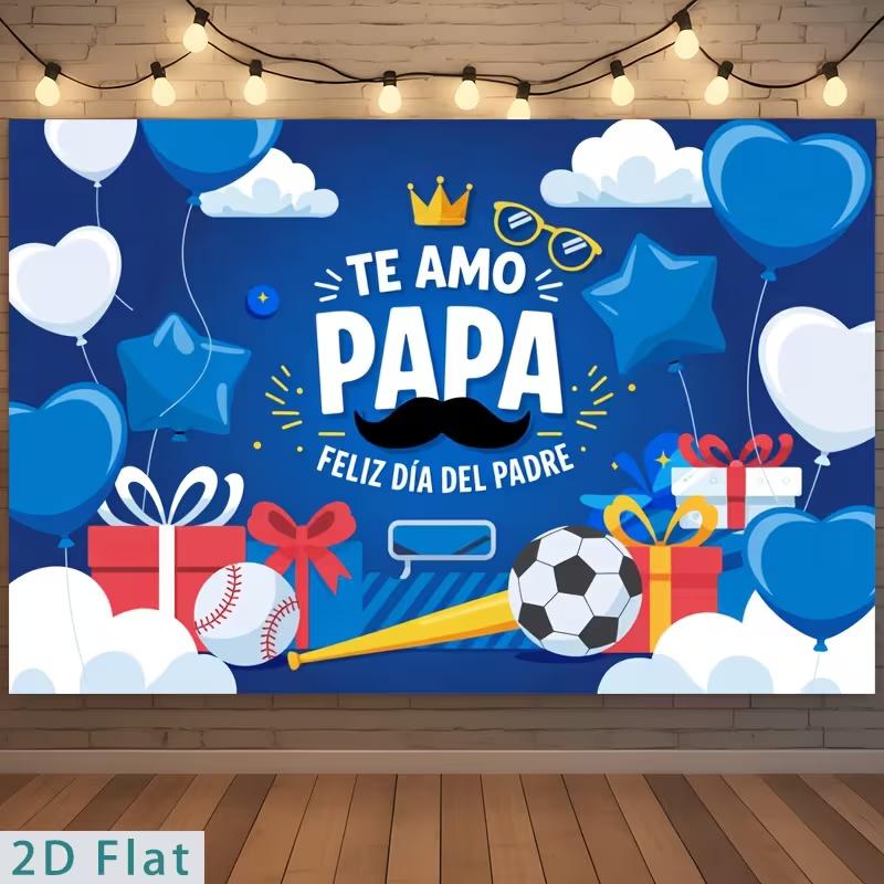 2D Feliz Dia Del Padre Spanish Father s Day Sports Ball Backdrop Banner 47.2x31.5inch/120*80cm