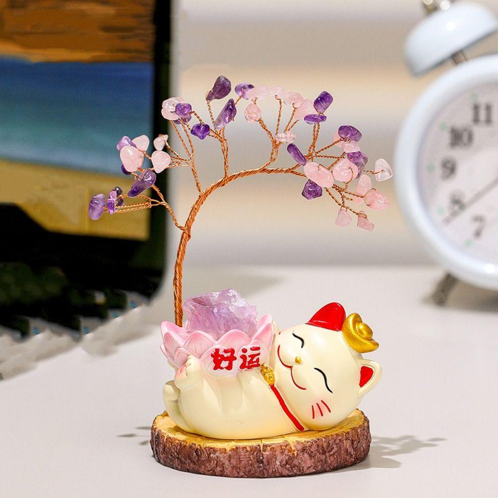 Feniks Ogon Kryształ Naturalny Kryształowe Drzewko Kolorowy Żwir Drzewko Szczęścia Drzewko Energii Rękodzieło Domowe