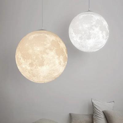 Nordic 3D Printing Moon Chandelier Simple Children's Room Bedroom Lamp Restaurant Decoration Romantic Planet Small Chandelier
