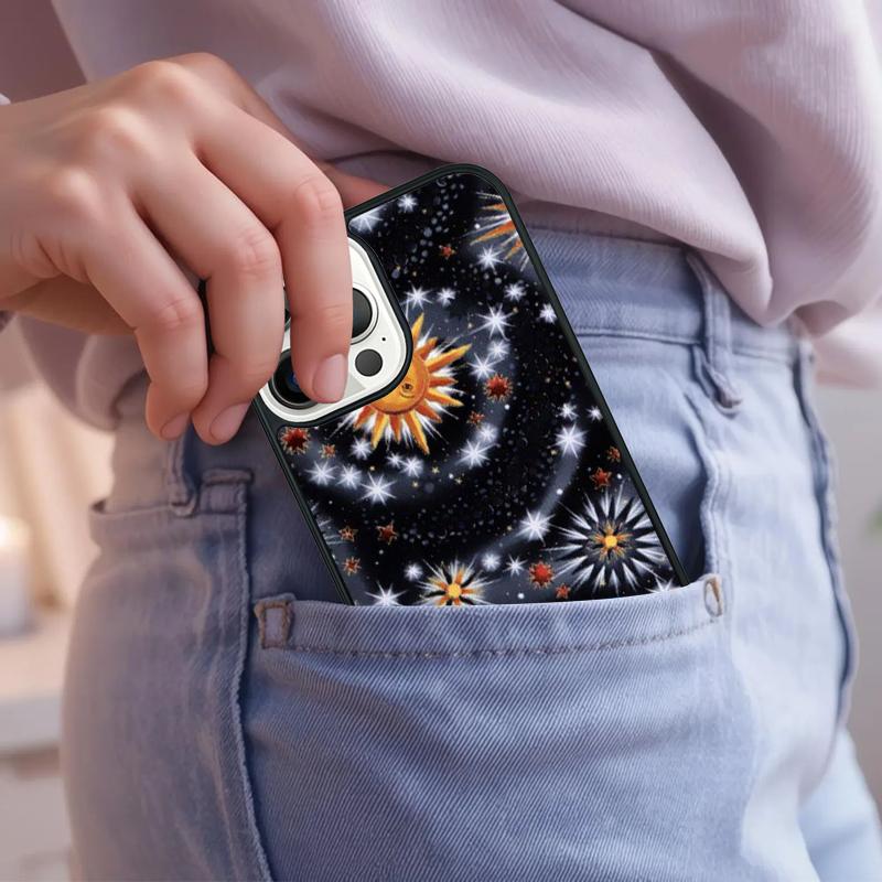 Celestial Mosaic Sun Moon Phone Case For iPhone 17 Air 15 16e 14 13 Pro Max Coque 12 11 Pro Max PLUS cover