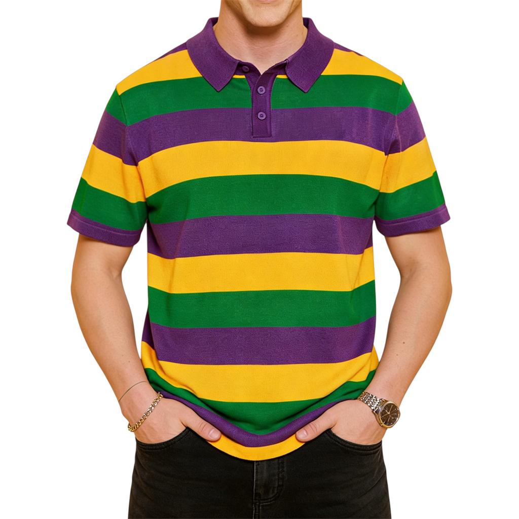 Pánská ležérní pruhovaná košile s barevnými bloky a krátkým rukávem