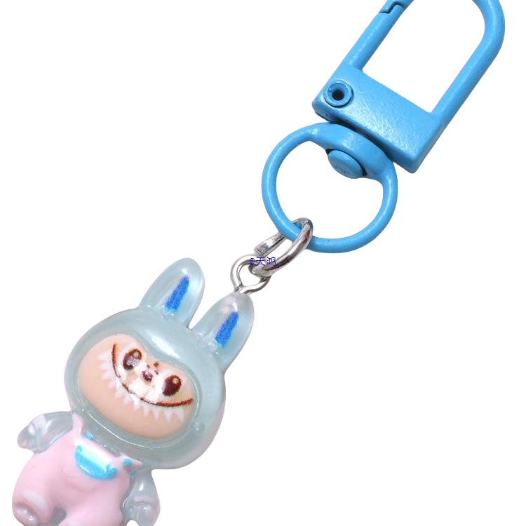 Glow-in-the-Dark Labubu Cartoon Keychain - Cute Bag Charm & Colorful Student Card Accessory