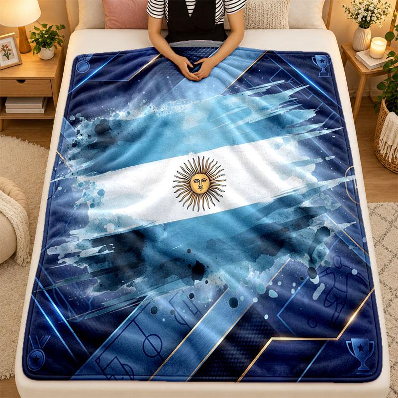 Flannel BlanketArgentina Football Warm Soft Throw Blanket for Indoor Sofa Bed Living Room Use