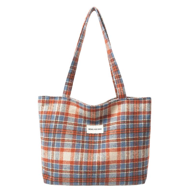 Große Kapazität Unordentlichkeitstasche Wollkaromuster Schulter Tragetasche