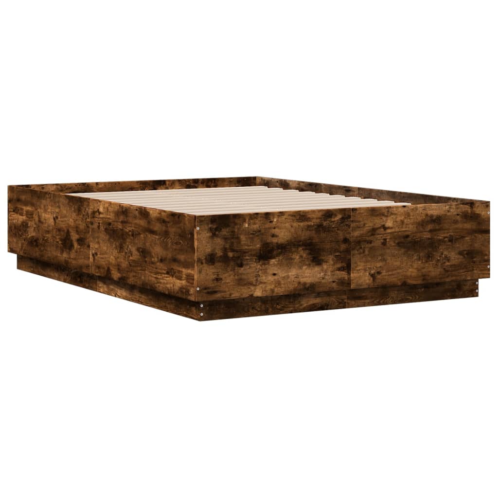 Vidaxl Rama Łóżka Z Led, Przydymiony Dąb, 120X190 Cm