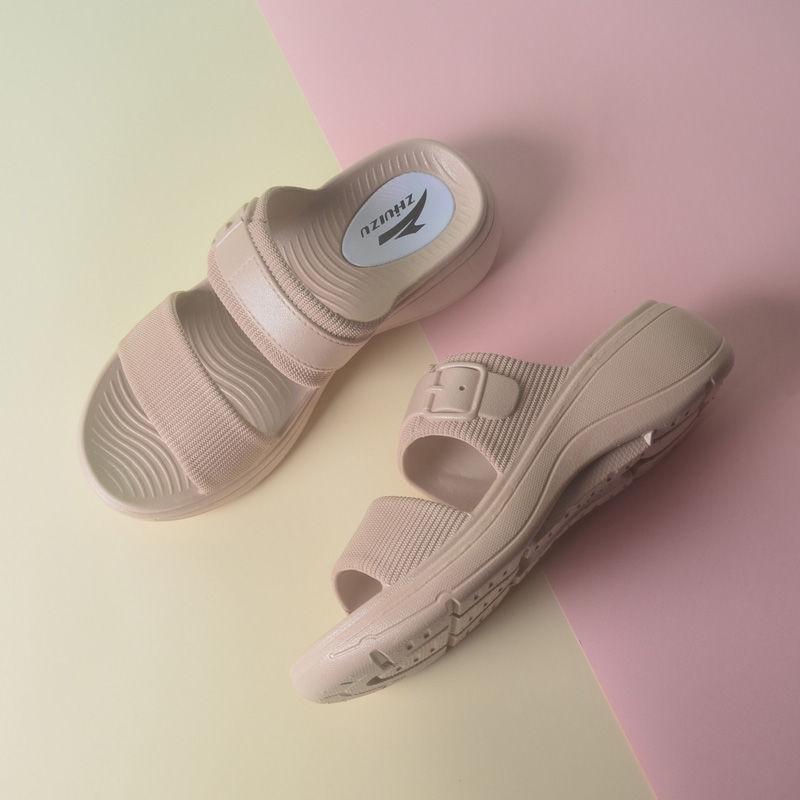 Summer Thick Bottom Slope Heel Women's Sandals Plastic Home Straw Non Slip Comfortable Waterproof Versatile Women's Shoes Slippers