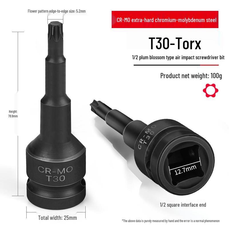 1/2'' Torx Impact Hex Bit Wrench with Magnetic Chrome Molybdenum Steel Head